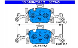 ATE 13.0460-7345.2 Гальмівні колодки передні bmw 2 g42 3 g20 4 g22 5 g30 5 (g31) 13.0460-7345.2