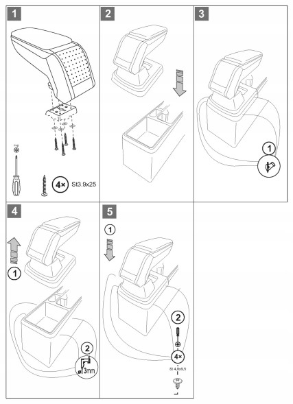 Rati C05507A Підлокітник RATI Стандарт тканина, VW Caddy, 2020- ; Ford Connect, 2022- ,