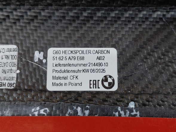 BMW OE 5A79E68 01 Задній спойлер BMW 5 G60 CARBON PRO 5A79E68 НОВИЙ