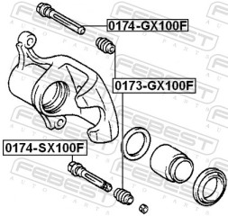 0174 GX100F FEBEST ВТУЛКА НАПРЯМНА СУПОРТА ГАЛЬМІВНОГО ПЕРЕДНЬОГО