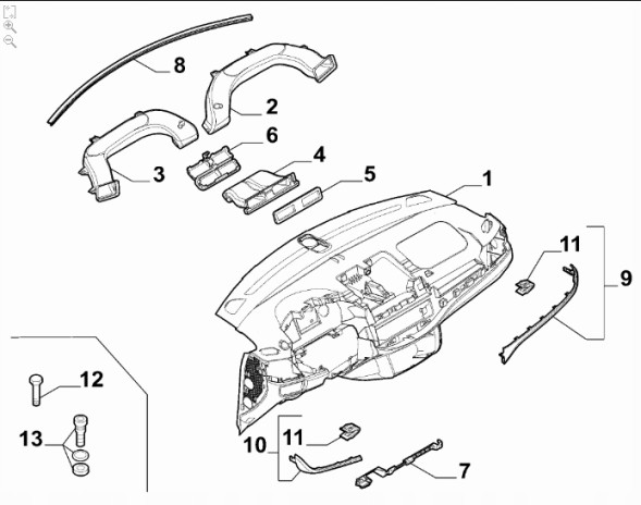 Fiat OE 735642331 Декоративна накладка приладової панелі Tipo Egea, НОВА FIAT OE