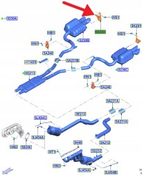 Ford OE JR33-5G298-FA JR3Z5260B ТРИМАЧ ГЛУШНИКА ПРАВИЙ ЗАДНІЙ 5.0 V8 MUSTANG 2015- ОЕ 2182262 _ JR33-5G298-FA