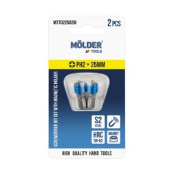 MT7022502M MOLDER Набір біт з магнітним тримачем MOLDER PH2x25мм 2шт в блістері