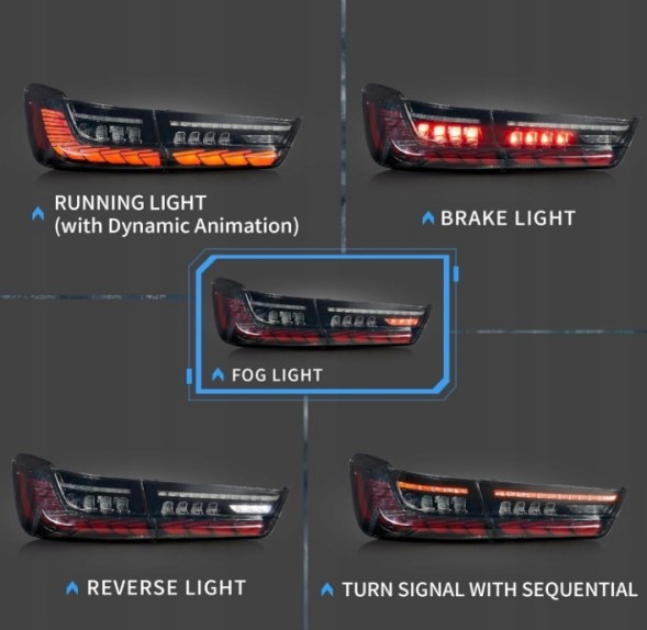 VLAND 20D2911E mhm Комплект задніх ліхтарів Vland Full Led Neon Oled Tuning Bmw 3 g20 g80 2019-2024