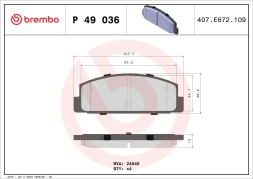 P49036 BREMBO Комплект гальмівних колодок з 4 шт дисків