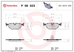 P06023 BREMBO Комплект гальмівних колодок з 4 шт дисків