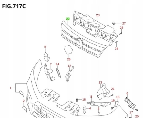 Suzuki OE 7211054P20C48 SUZUKI VITARA III 15-GRILL SILVER ПІД РАДАРОМ