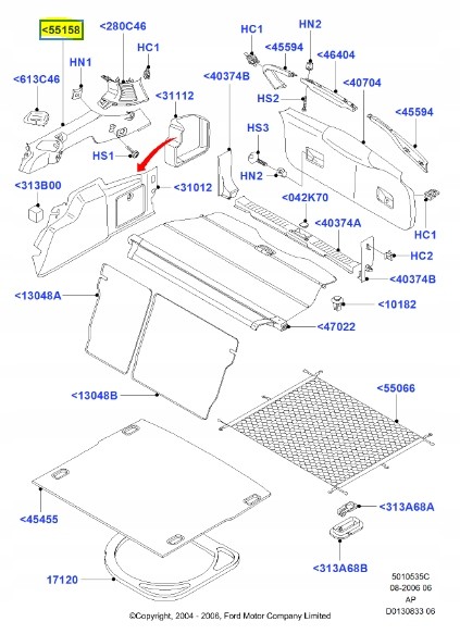 Ford OE Обшивка багажного відділення FORD Focus 04-08/Focus C-MAX OE 1449787