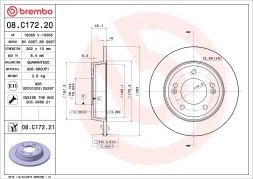 08 C172 20 BREMBO Диск гальмівний
