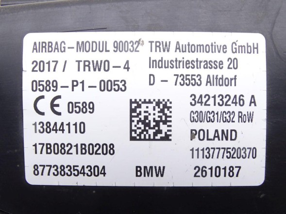 BMW OE 34213246A GBI_BMW 431 A BMW 6 GT G32 17-23 ПОДУШКА AIRBAG СИДІННЯ ЛІВА НОВА ОРИГІНАЛ 34213246A