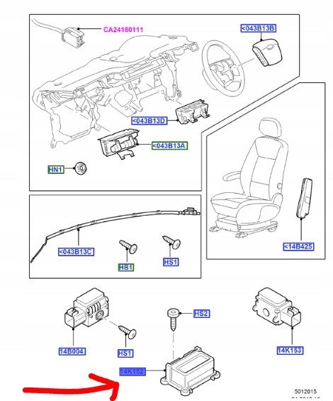 Ford OE 1686331, AS7T-14B321-AC МОДУЛЬ AIRBAG FORD MONDEO Mk4 2010р