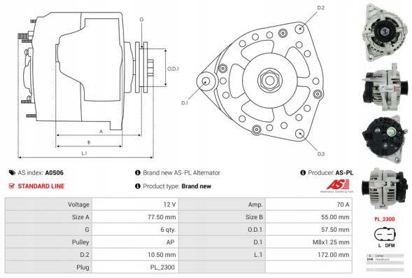 AS-PL A0506 Гол 1.6, гол 1.6 alcool, гол 1.6 flex, гол 1.6 totalflex, гол 1.8, гол 1.8