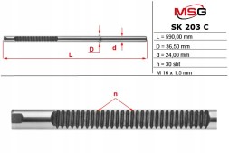 MSG SK203C Планка зубчаста рульової передачі VW Polo 02-09, Skoda Fabia I 99-07