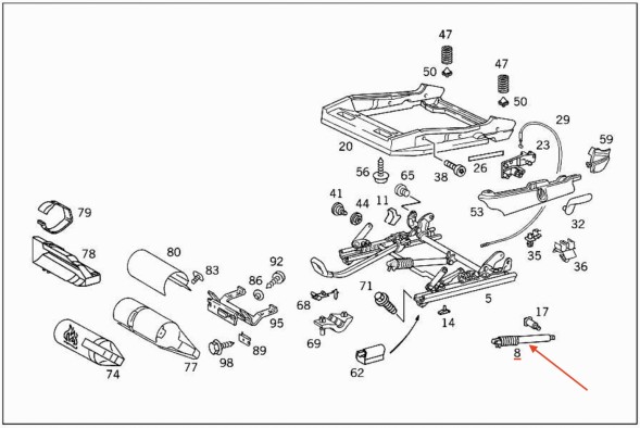 Mercedes-Benz OE 1709800164, A1709800164, A-170-980-01-64 НОВА ОРИГІНАЛЬНА ГАЗОВА ПРУЖИНА ДЛЯ MERCEDES BENZ SLK SEAT A1709800164