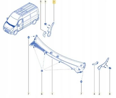 Renault OE 48191946194189841956+ RENAULT MASTER IV КУТНИК ПІД ЛОБОВЕ СКЛО ЛІВИЙ 668101824R