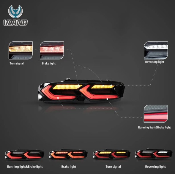 VLAND LDCT09 mhm Комплект задніх ліхтарів Vland Led Neon Dynamic Diodes Chevrolet Camaro VI 6 Lift 19
