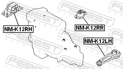 NM K12LH FEBEST Подушка двигуна