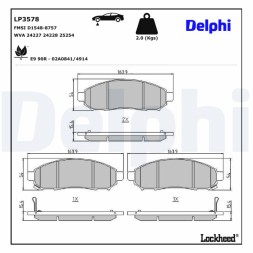 LP3578 DELPHI Комплект гальмівних колодок з 4 шт дисків