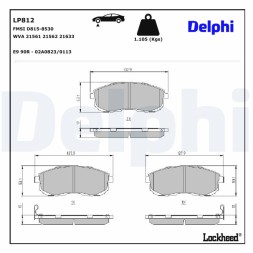 LP812 DELPHI Комплект гальмівних колодок з 4 шт дисків