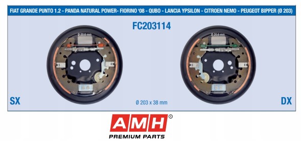 Fiat OE Щит анкерний задній комплектний P+L Fiat Citroen Peugeot FC203114A AMH03114