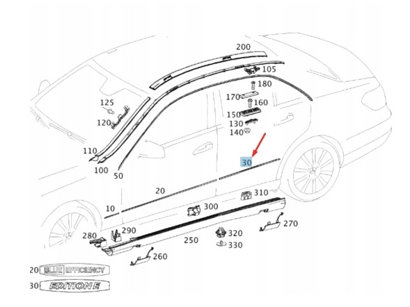 Mercedes-Benz OE A2126904882 OS CARS Mercedes E-клас W212 Декоративна накладка дверей права задня A2126904882