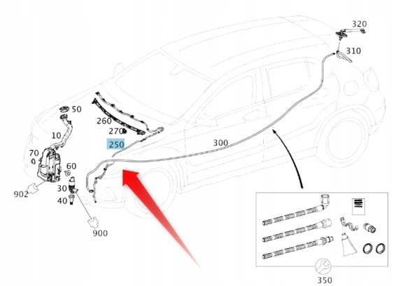 Mercedes-Benz OE A1768600192 Шнур омивачів з насадками mercedes a cla gla