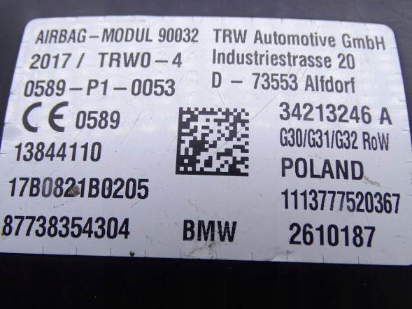 BMW OE 34213246A GBI_BMW D BMW 6 GT G32 17-23 ПОДУШКА AIRBAG СИДІННЯ ЛІВА НОВА ОРИГІНАЛ 34213246A
