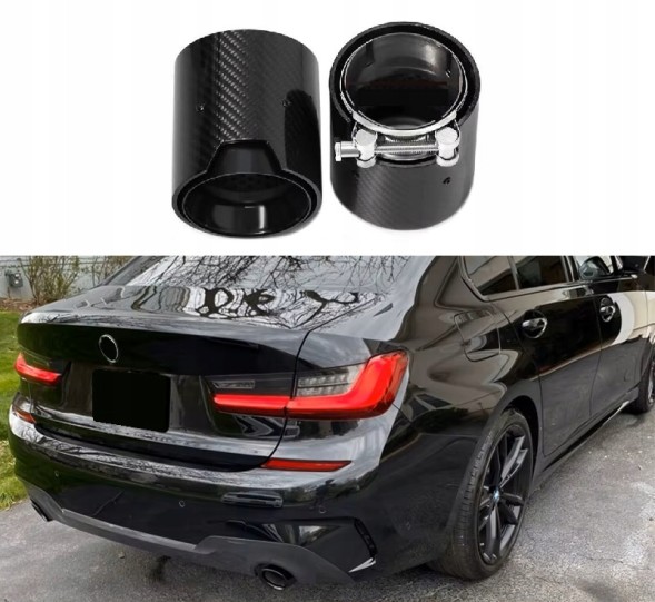 BM KOŃCÓWKI CARBON 65MM 92MM 105MM CZARNE Насадка вихлопної труби 65/92 мм, 105 мм, карбон, чорна, для BMW 320 330i G20 21 G42 G22 26