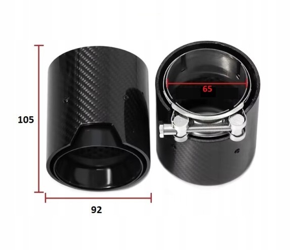 BM KOŃCÓWKI CARBON 65MM 92MM 105MM CZARNE Насадка вихлопної труби 65/92 мм, 105 мм, карбон, чорна, для BMW 320 330i G20 21 G42 G22 26