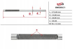 MSG BW205C1 Зубчаста планка рульової передачі BMW 3 E46 99-05