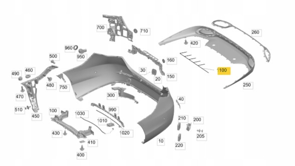 Mercedes-Benz OE OE MERCEDES A205540354564 ДРІТ ЗАДНЬОГО БАМПЕРА MERCEDES C-KLASA W205
