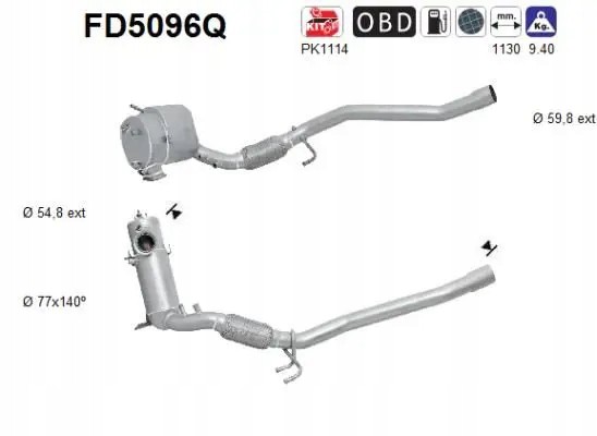 AS FD5096Q Фільтр твердих частинок fap dpf fd5096q as audi seat