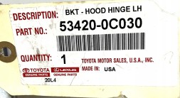 Toyota OE 534200C030 ЛІВА ПЕТЛЯ КАПОТА TOYOTA TUNDRA 2014+ OE
