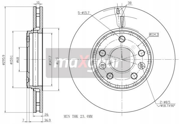 Maxgear 19-2013MAX,19-1992 2× Maxgear 19-2013MAX Гальмівний диск + Maxgear 19-1992 Набір гальмівних колодок, дискові гальма