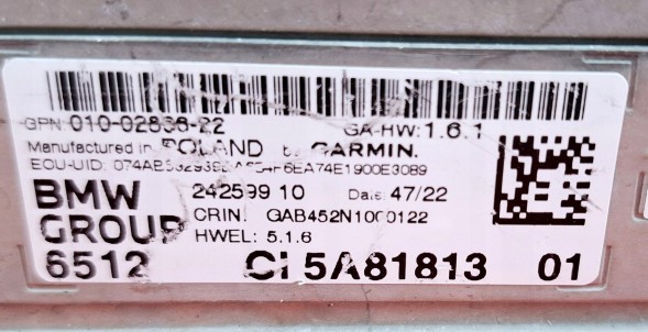 BMW OE BMW Garmin Headunit Висока аудіо навігація IDC23 High 8155 5A81813