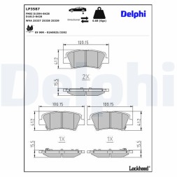 LP3587 DELPHI Комплект гальмівних колодок з 4 шт дисків