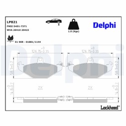 LP821 DELPHI Комплект гальмівних колодок з 4 шт дисків
