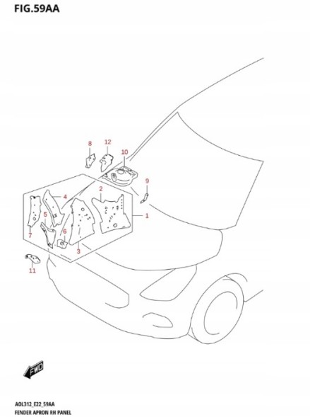 Suzuki OE 58311-69T00 SUZUKI SWIFT 2024- - ПРАВА ПАНЕЛЬ КОЛІСНОЇ АРКИ