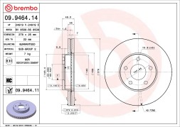 09 9464 11 BREMBO Диск гальмівний