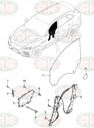 Jaguar OE Скло лівої двері переднє Jaguar F-Pace X761 T4A50730 T4A1193