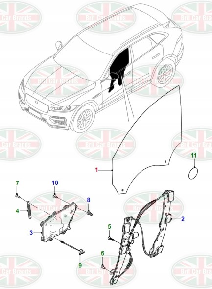 Jaguar OE Скло лівої двері переднє Jaguar F-Pace X761 T4A50730 T4A1193