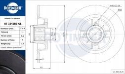 Rotinger RT 3243BS-GL Гальмівний диск rotinger задній renault grand scenic 2004-2009 275мм