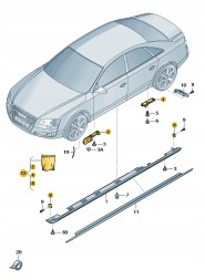 Audi OE КОМПЛЕКТ МОНТАЖНИХ ДЕТАЛЕЙ НАКЛАДКИ ПОРОГА AUDI A8 S8 4H0898855B