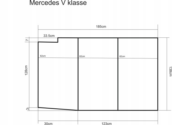 Golden Group 5902533463367 Матрац для автомобіля MERCEDES V-KLASSE для сну в кемпері VISCO поролон h=8см