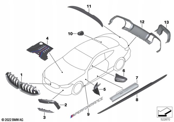 BMW OE Задній спойлер карбон M Performance BMW M8 F91 F92 BMW OE 51628083397