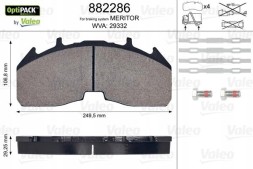 Valeo 882286 Гальмівні колодки p + t wva: 29332 scania s meritor - valeo 882286