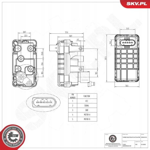 ESEN SKV 95SKV515 Клапан датчика тиску наддуву 95скв515