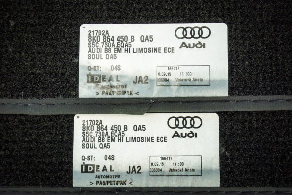 Audi OE 8K1863691F 8K0864450B A4 A5 SnTAuto Килимки передні задні Audi A4 8K A5 8T Sportb 8K1863691F 8K0864450B QA5