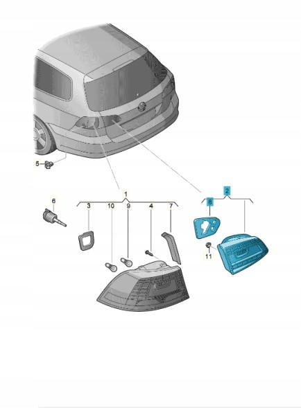 Volkswagen OE 3AF945308E Задня LED фара права ASO VW
