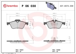 P06030 BREMBO Комплект гальмівних колодок з 4 шт дисків